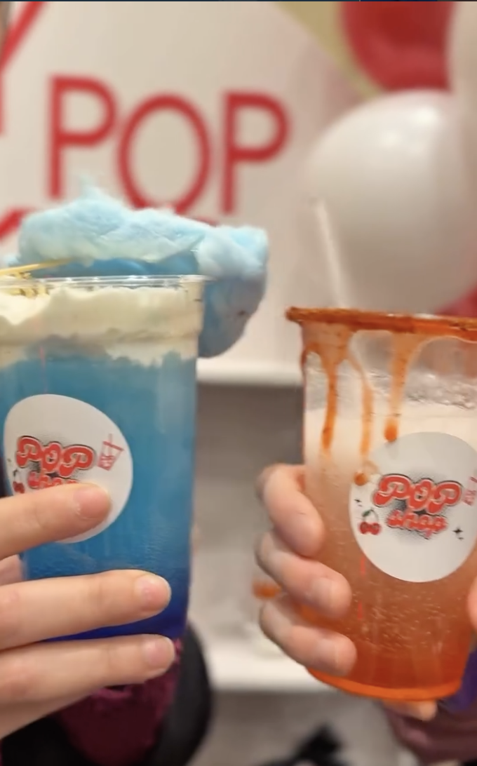 Blue cotton candy soda and chamoy drip duo